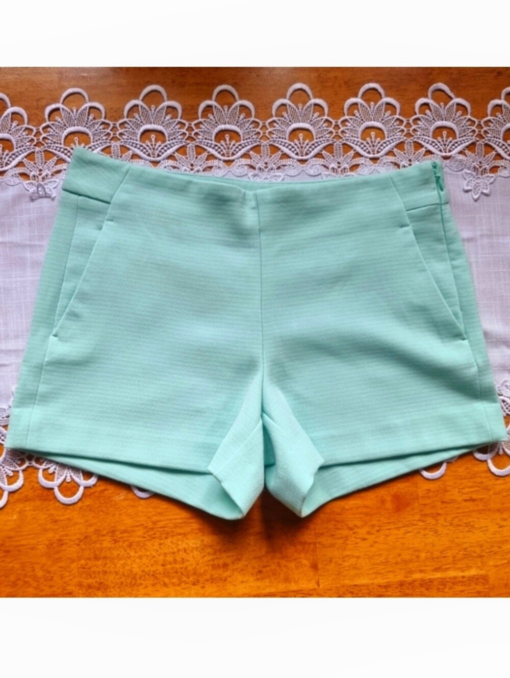 Banana Republic Mint Green Tailored Textured Dress Shorts With Pockets